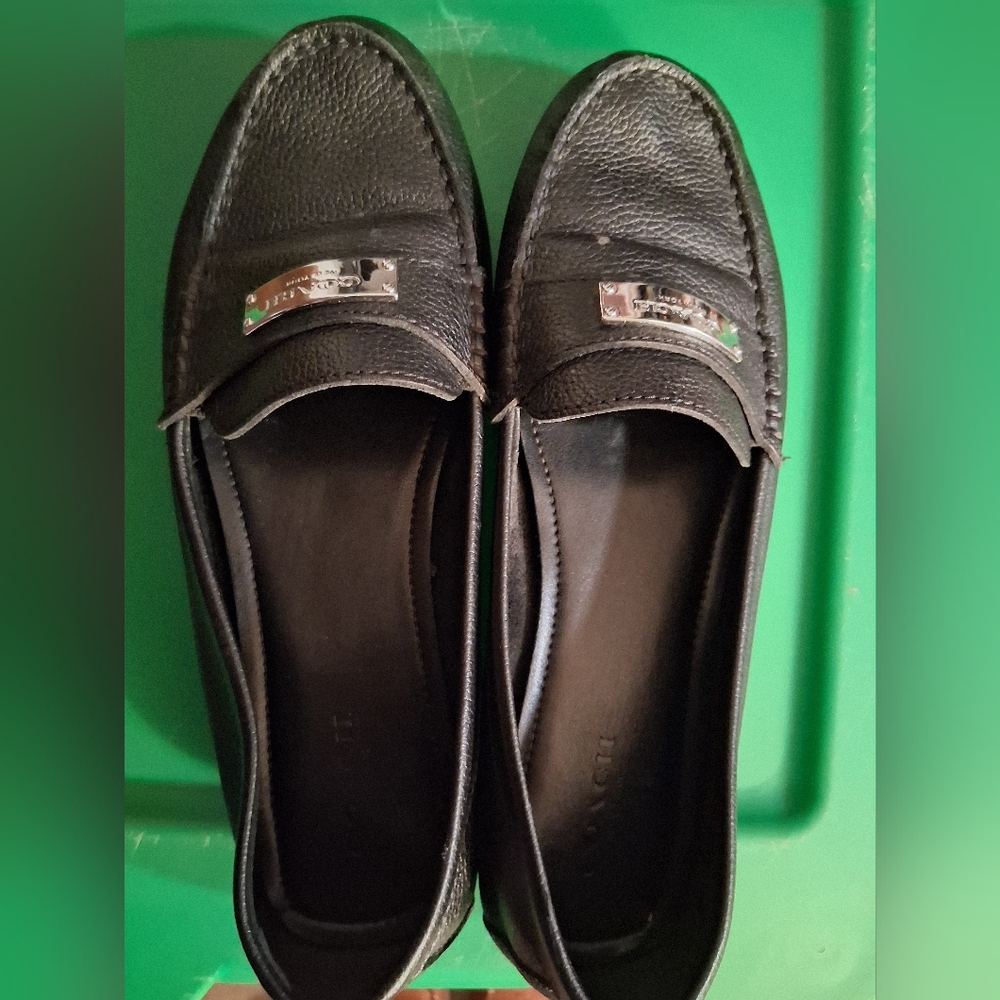Black Leather Women's Loafers